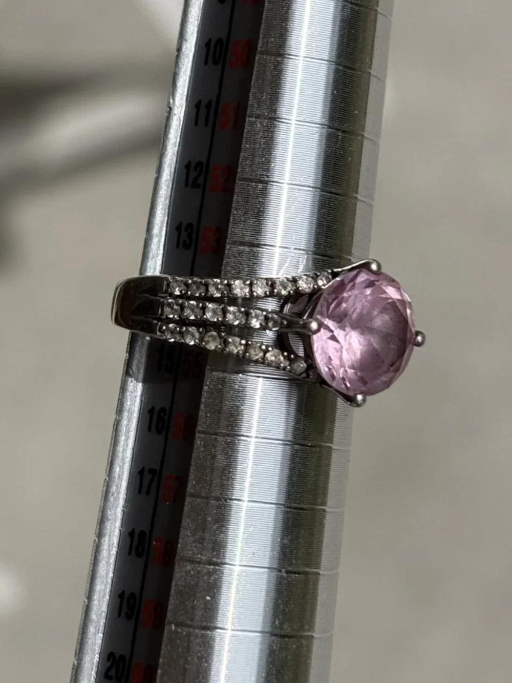 Sterling Silver 925 Pink Stone Ring Size 7 or 7.25